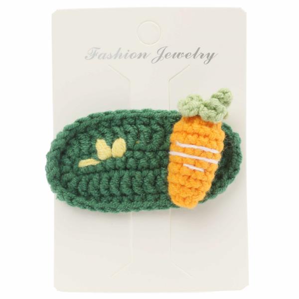 CARROT CROCHET KNIT SNAP HAIR PIN