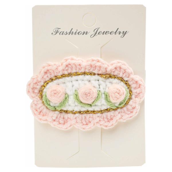 ROSES RUFFLE CROCHET KNIT SNAP HAIR PIN