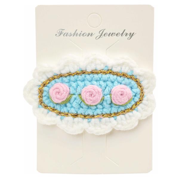 ROSES RUFFLE CROCHET KNIT SNAP HAIR PIN