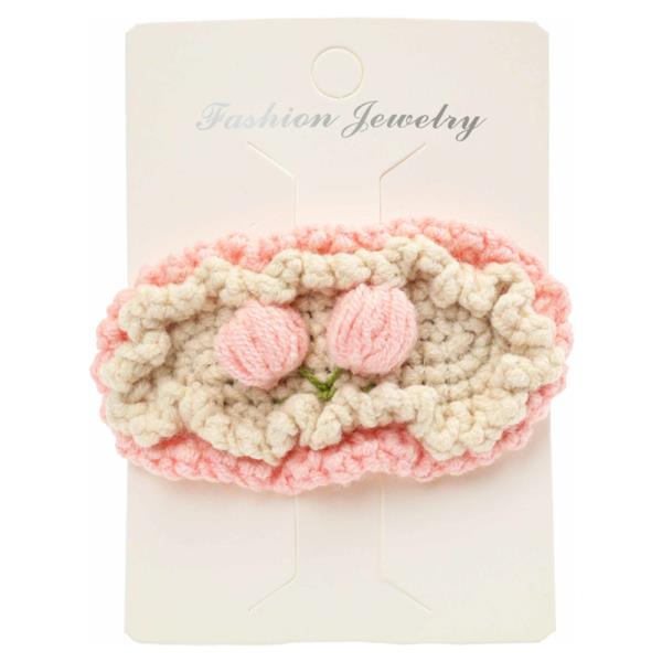 CHERRY CROCHET KNIT SNAP HAIR PIN