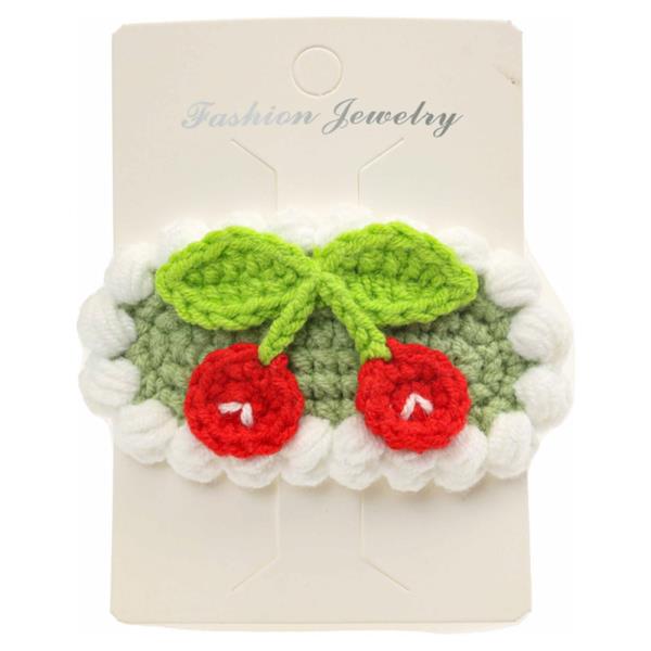 CHERRY CROCHET KNIT SNAP HAIR PIN