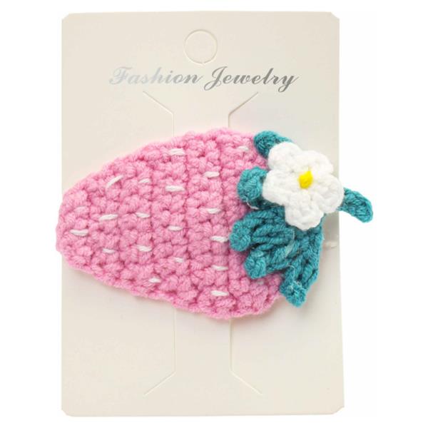 STRAWBERRY CROCHET KNIT SNAP HAIR PIN