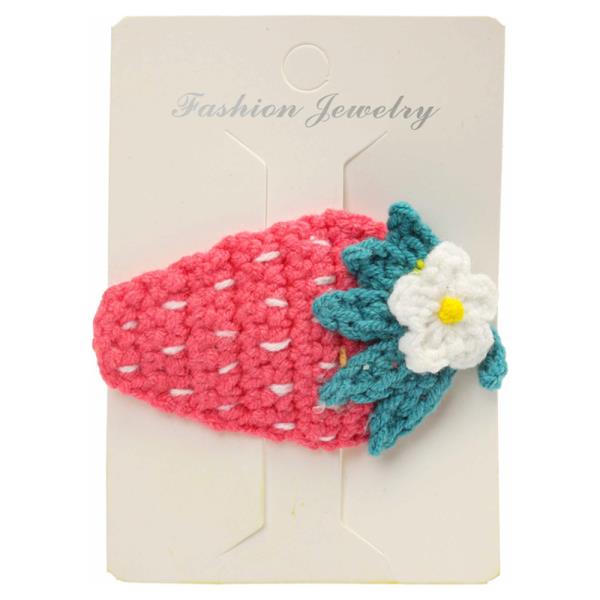 STRAWBERRY CROCHET KNIT SNAP HAIR PIN