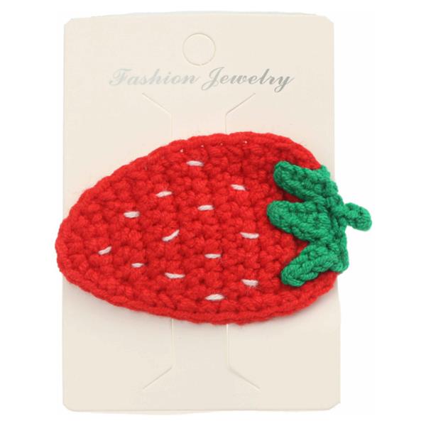 STRAWBERRY CROCHET KNIT SNAP HAIR PIN