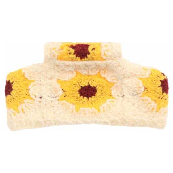FLOWER CROCHET KNIT HAIR CLAW CLIP