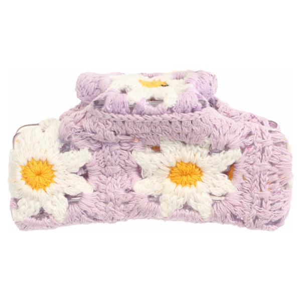 FLOWER CROCHET KNIT HAIR CLAW CLIP