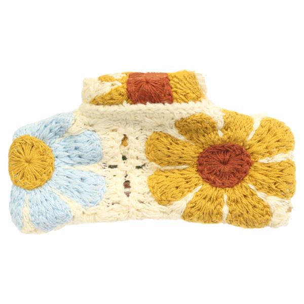FLOWER CROCHET KNIT HAIR CLAW CLIP