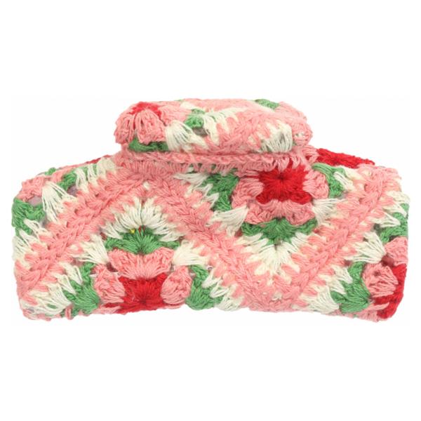 FLOWER CROCHET KNIT HAIR CLAW CLIP