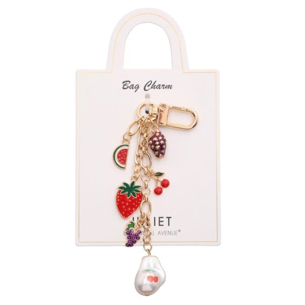PEARL BEAD STRAWBERRY CHARM BAG CHARM