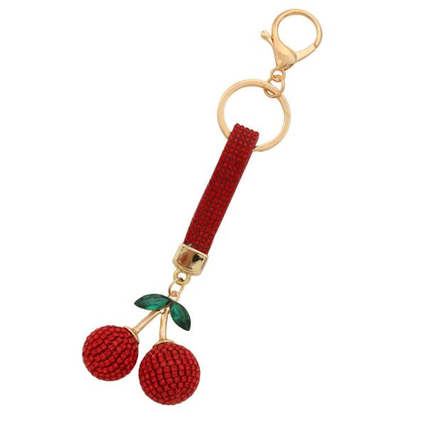 CHERRY RHINESTONE KEYCHAIN