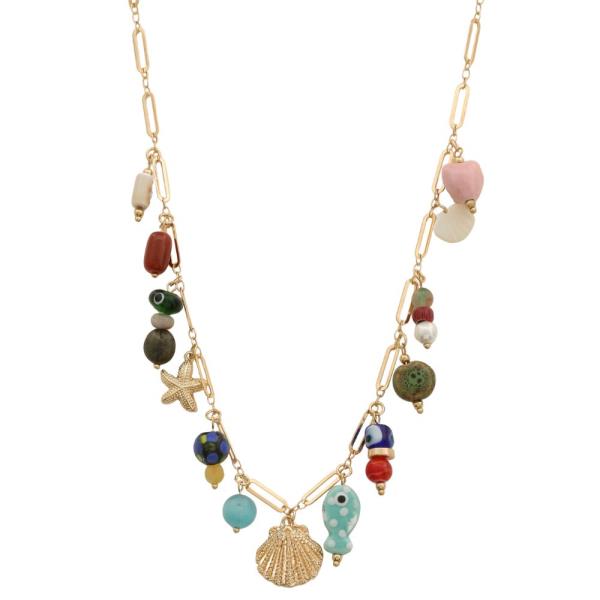 SEALIFE MULTI CHARM OVAL LINK NECKLACE