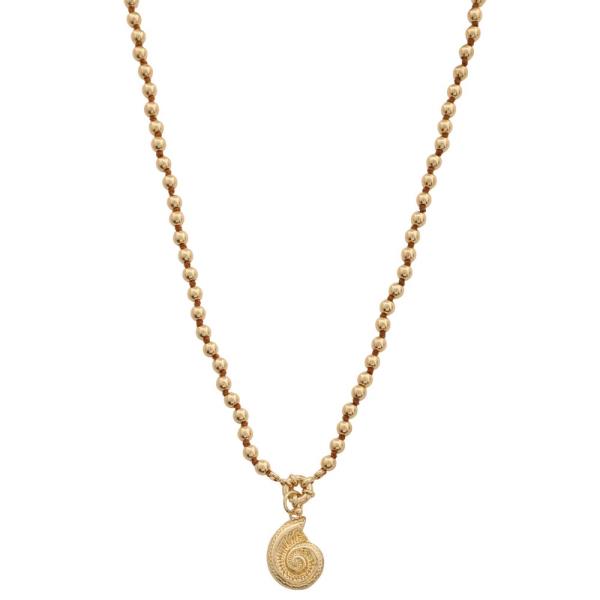 SEASHELL CHARM BALL BEAD NECKLACE