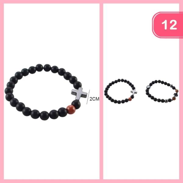 CROSS PENDANT BEADED BRACELET (12 UNITS)