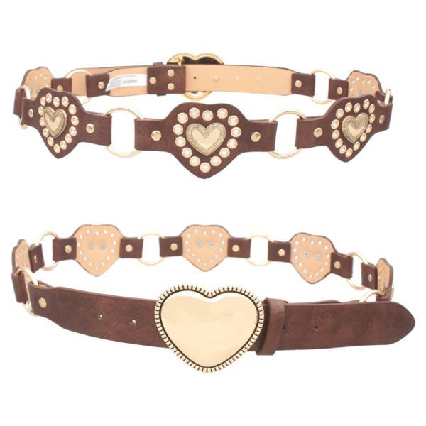 VINATAGE HEART & HEART CONCHO PU DISC LINKED BELT