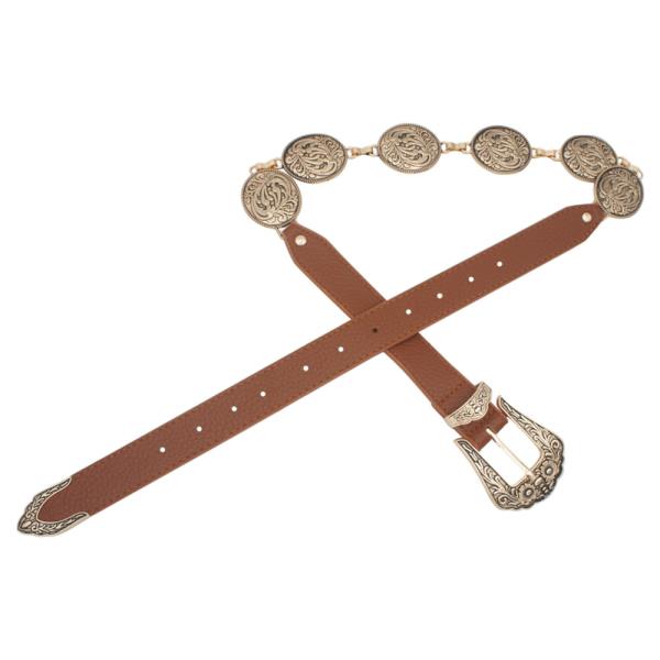 FLORAL VINE SWIRL CONCHO LINK WESTERN BELT