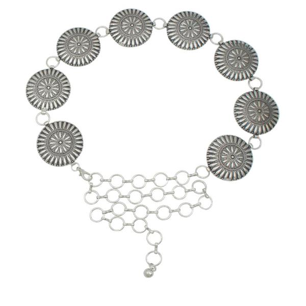 WESTERN TEARDROP TEXTURE CIRCLE CONCHO BELT