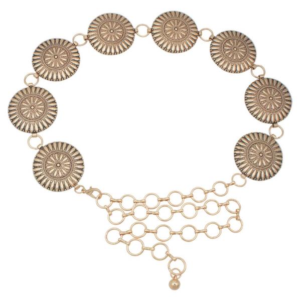 WESTERN TEARDROP TEXTURE CIRCLE CONCHO BELT