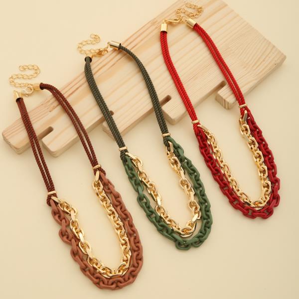 SODAJO COLOR CIRCLE LINK LAYERED NECKLACE