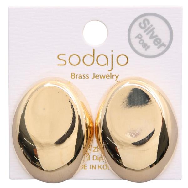 SODAJO OVAL METAL GOLD DIPPED EARRING