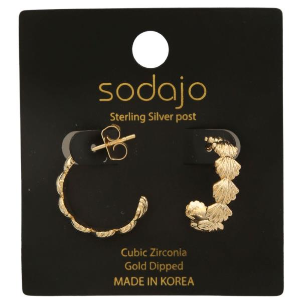 SODAJO SEASHELL OPEN HOOP GOLD DIPPED EARRING