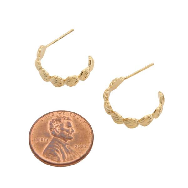 SODAJO SEASHELL OPEN HOOP GOLD DIPPED EARRING