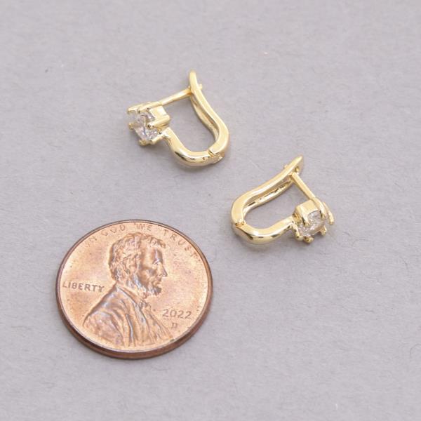 SODAJO GOLD DIPPED CZ STONE HUGGIE EARRING