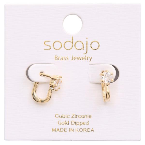 SODAJO GOLD DIPPED CZ STONE HUGGIE EARRING