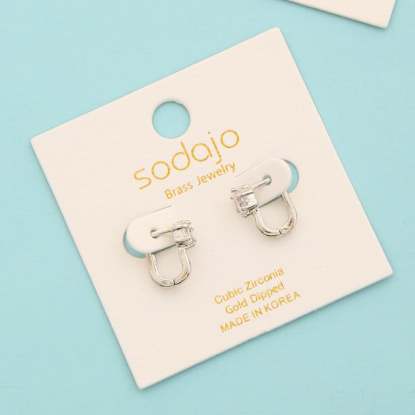 SODAJO GOLD DIPPED CZ STONE HUGGIE EARRING