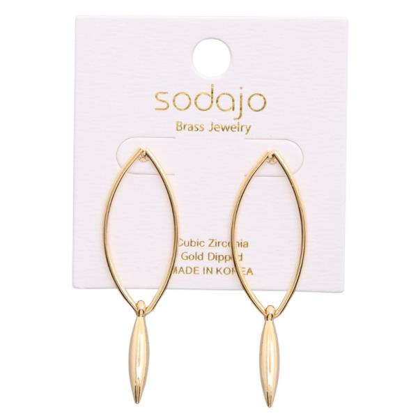 SODAJO POINTED OVAL GOLD DIPPED EARRING