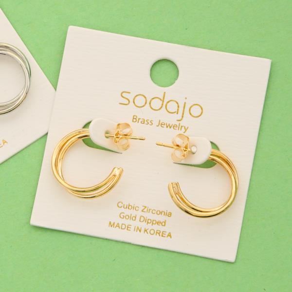 SODAJO GOLD DIPPED C HOOP EARRING