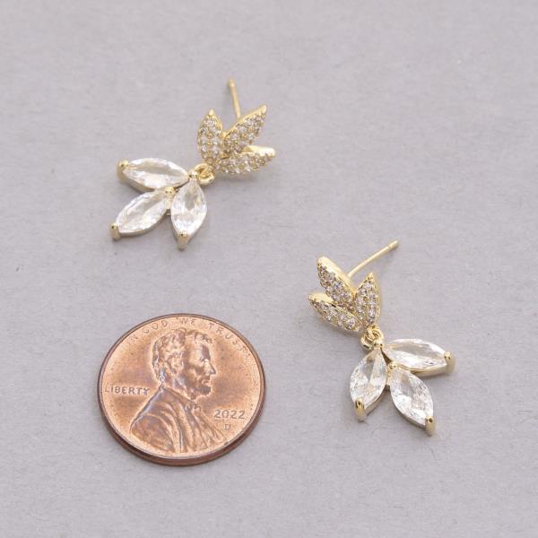 SODAJO GOLD DIPPED CZ FLOWER DANGLE EARRING