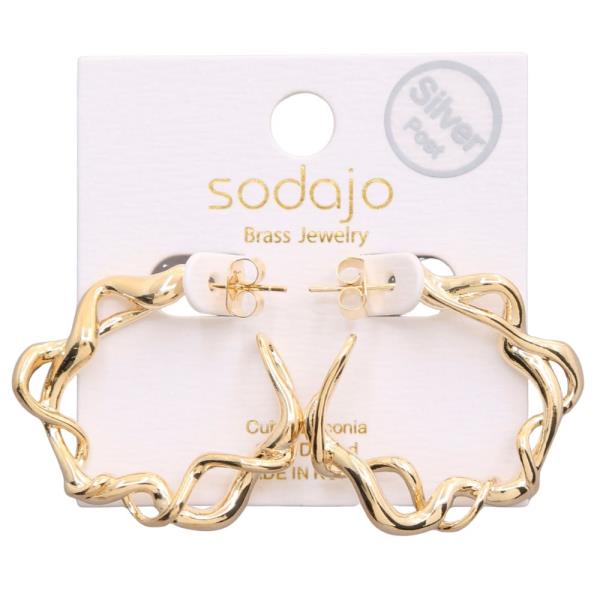 SODAJO GOLD DIPPED TWIST HOOP EARRING