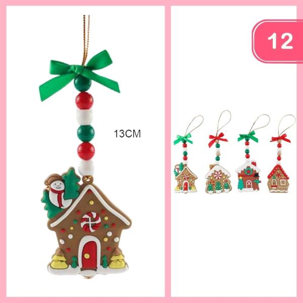 CHRISTMAS GINGERBREAD HOUSE COOKIE ORNAMNET (12 UNITS)