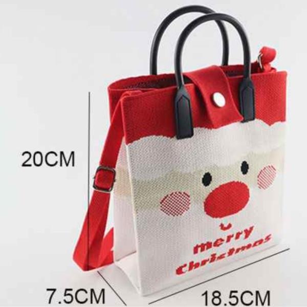 CHRISTMAS KNIT TOTE BAG WITH CROSS BODY STRAP