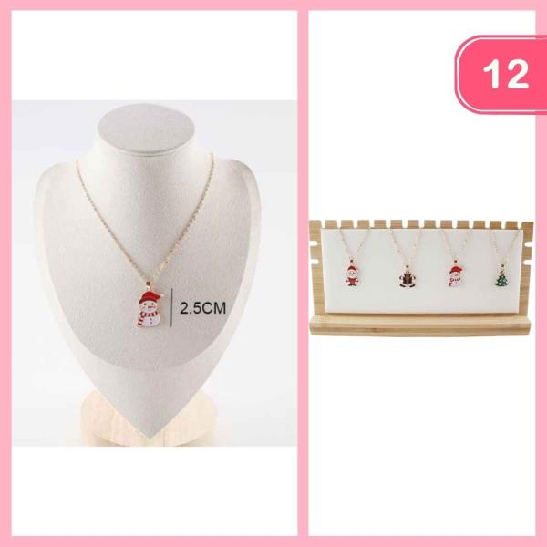 CHRISTMAS SNOWMAN PENDANT NECKLACE (12 UNITS)
