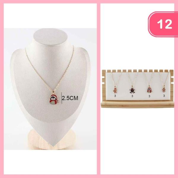 CHRISTMAS PENGUIN PENDANT NECKLACE (12 UNITS)