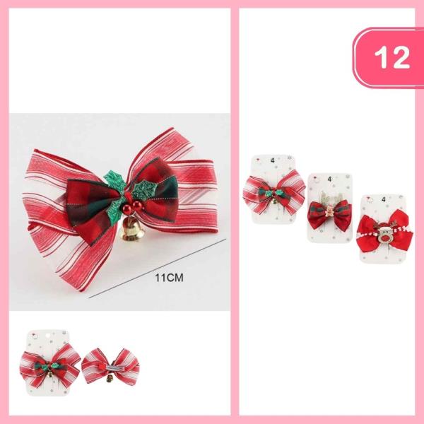 CHRISTMAS HAIR BOW PIN (12 UNITS)