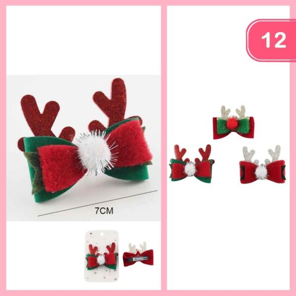 REINDEER ANTLERS HAIR BOW PIN (12 UNITS)