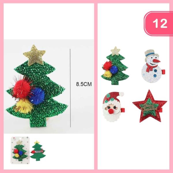 CHRISTMAS MIXED HAIR PIN (12 UNITS)