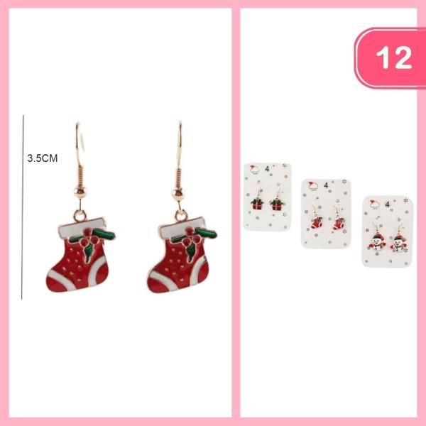 CHRISTMAS STOCKING DANGLE EARRINGS (12 UNITS)