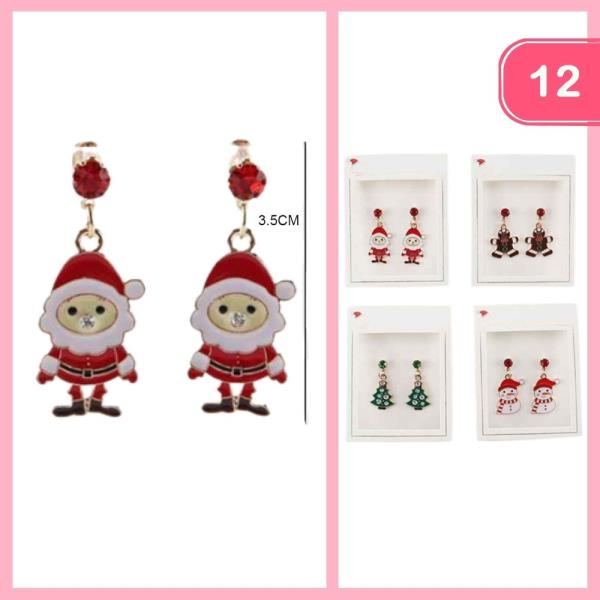 SANTA CLAUS DANGLE EARRINGS (12 UNITS)