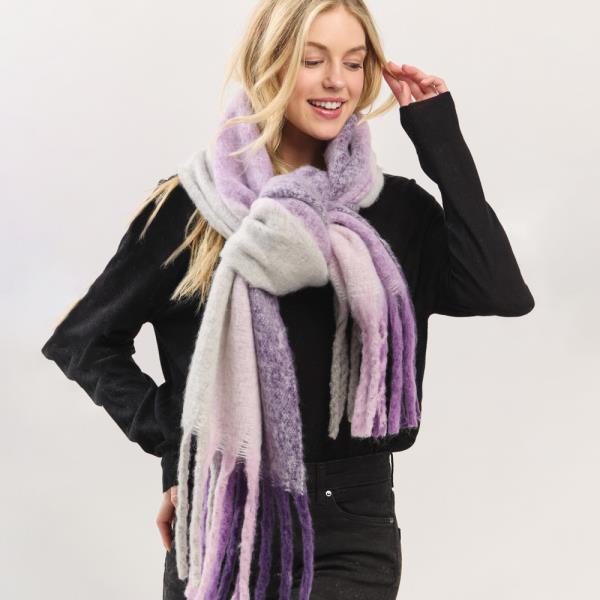 SOLID BRUSHED FRINGED SCARF
