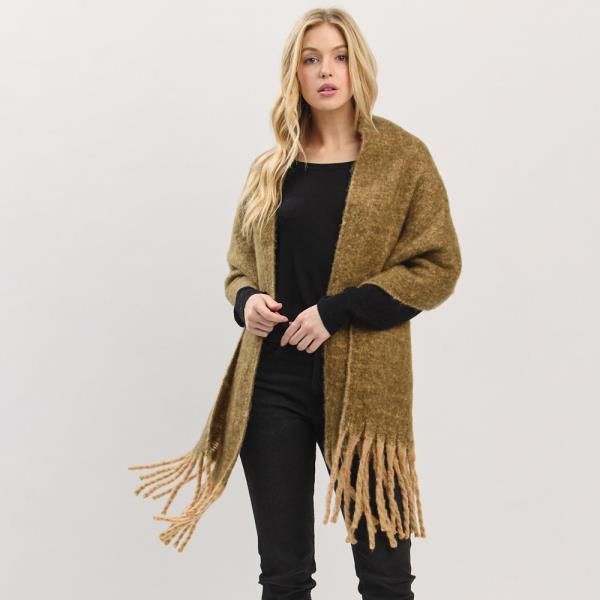 SOLID BRUSHED FRINGED SCARF