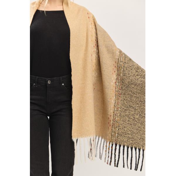 SUBTLE STITCH DETAILS FRINGE SCARF