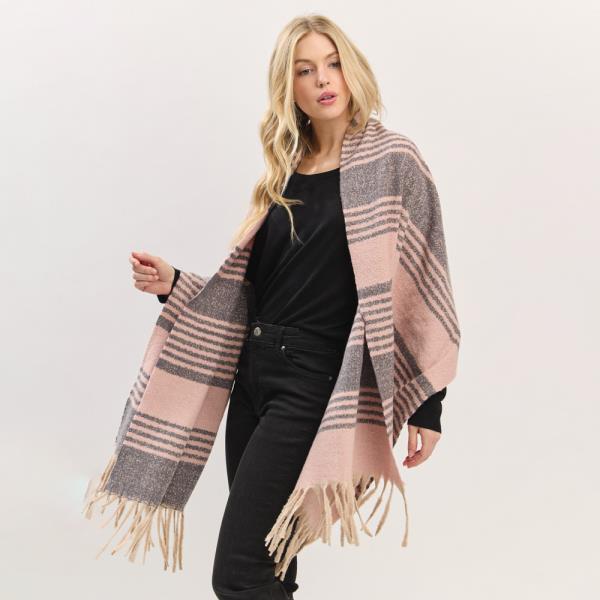 SUPER SOFT STRIPED FRINGE SCARF