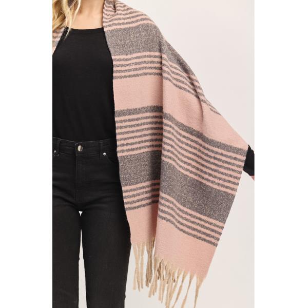 SUPER SOFT STRIPED FRINGE SCARF