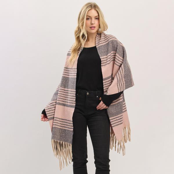 SUPER SOFT STRIPED FRINGE SCARF