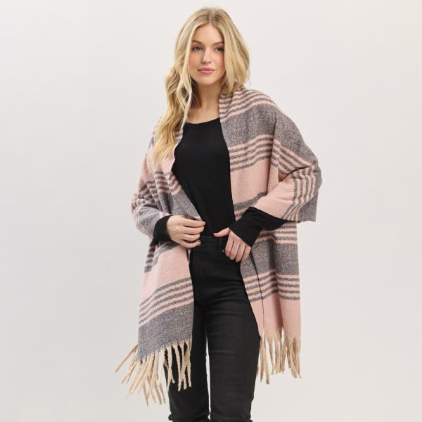 SUPER SOFT STRIPED FRINGE SCARF