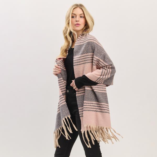 SUPER SOFT STRIPED FRINGE SCARF