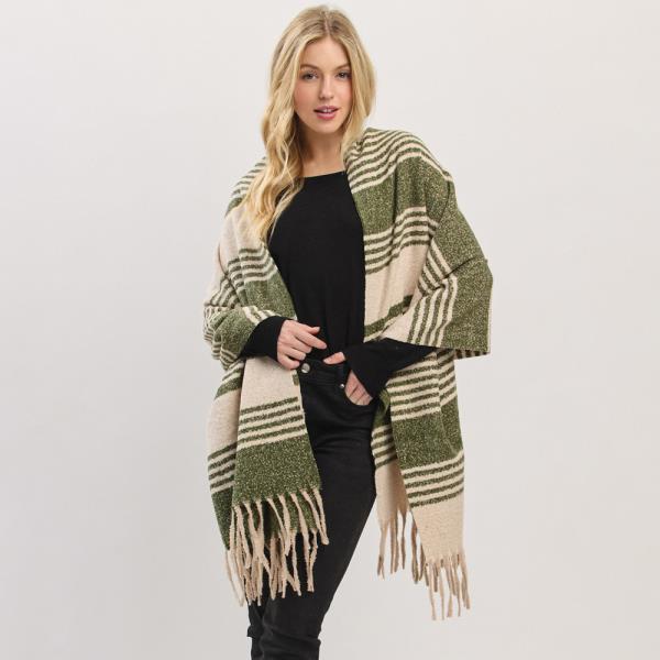 SUPER SOFT STRIPED FRINGE SCARF